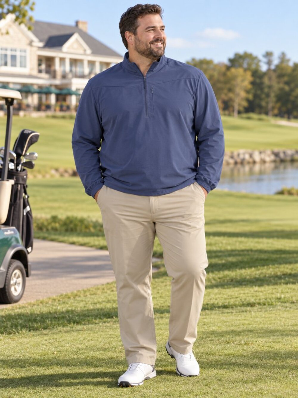 PGA TOUR Men’s XXL Blue Stretch Quarter-Zip Golf Windshirt Pullover qm